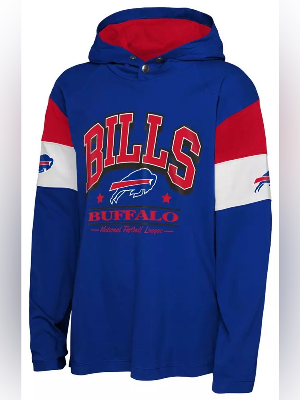 NFL Buffalo Bills Blue Red White Long Sleeve Hoodie Tee